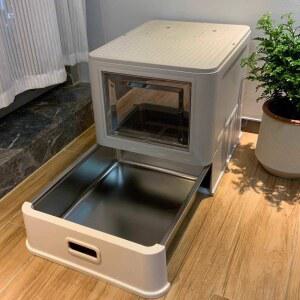 스텐 대형 고양이 서랍형 사막화방지 바닥 쓰레기통 냥냥이 반려묘 사각판 후드형 개집 방지