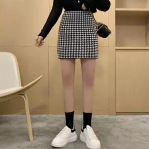 [옷은날개] 여자 하운드체크 A라인 미니스커트 허리 밴딩 치마