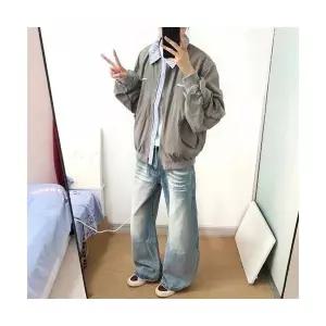 남자 봄 자켓 페이크 투피스 스트라이프 칼라 점퍼 남녀 캐주얼 커플 코트 상의 원픽1