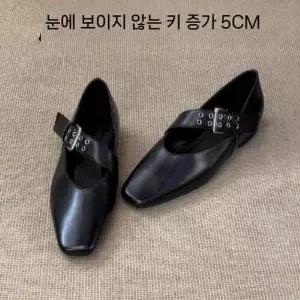 블랙 빈티지 스트랩힐 메리제인 슈즈 속가보시 힐 힐펌프스 단화 여자신발 원템5