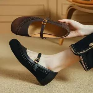 가을 스트랩힐 메리제인슈즈 속굽 앤티크 소가죽 힐펌프스 짜임 펌프스 스틸레토 여자신발 원템3