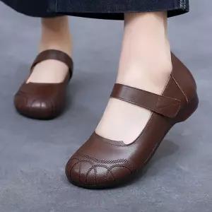 스몰 사계절 힐펌프스 스트랩힐 소가죽 라운드 일자 슈즈 소프트 메리제인 펌프스 여자신발 춘추 로퍼 원템