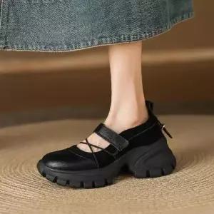 여성 빈티지 하이힐 양가죽 힐 메리제인 슈즈 일자 스트랩 속굽 통굽 펌프스 패피5