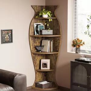 작은 코너 선반 거실 장식 침실 사무실을 위한 5단 꽃병 모양 책장 정리함 보관 및 전시를 현대식 독립형