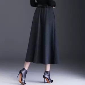 스커트 롱 겨울 출퇴근 플리츠 여성패션 하이웨스트 슬림핏 쉬폰 A라인 DL4