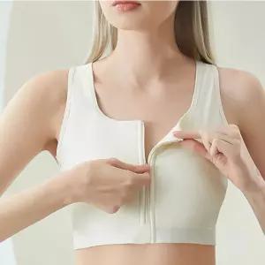 트루리즈 집업 스포츠 브라 탑 런닝 주니어 화이트 빅지퍼 앞지퍼 후크 여밈 노와이어 브라렛