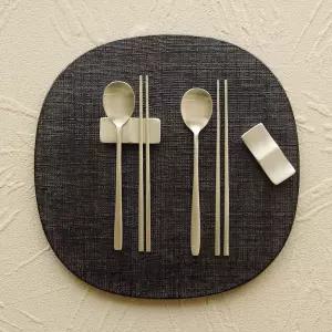 놋담 [선물포장] 방짜유기 유기수저 2인 둥근수저 세트