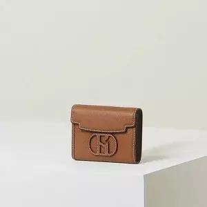 [헤지스](대전신세계)[HAZZYS ACC] 브라운 로고배색 소가죽 반지갑 HIWA6E529W2