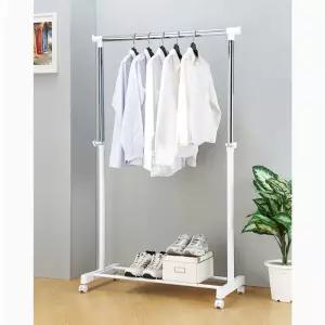 KT 고급 이동식 1단 행거 - 화이트스탠드 옷정리 옷방 원룸 이동형 원룸용 자취용 학생