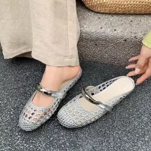 여성 플랫 사이즈 메탈 겉에 펀칭 스트랩 샌들 신발 러블리 프렌치 풀오버 다올5