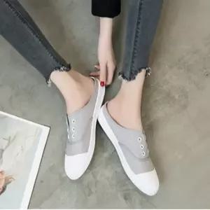 여성 배색 캔버스화 4컬러 블로퍼 스니커즈 뮬샌들캐주얼 신발 운동화 여자화 슬립온 로퍼 단화