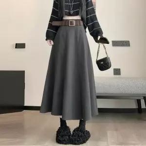 A라인 중기장 아이템 빅 슬림핏 벨트 정장 우산 트렌디 도톰한 기장에 치마 여친 모직 가을 동계 HT4