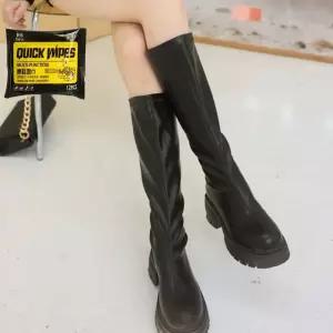 여성 심플 롱부츠 신발 세정 티슈 세트방한털 가죽 안감퍼