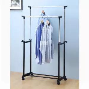 KT 이동식 더블 행거 스탠드 옷정리 옷방 원룸 이동형 원룸용 자취용 학생