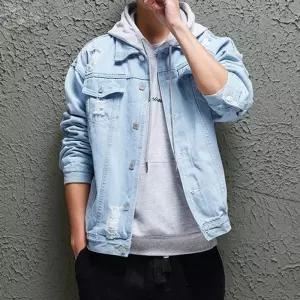 디스트로이드 연청 진청 데님 남성 찢청 자켓패션아우터 후드 가을아 아우터