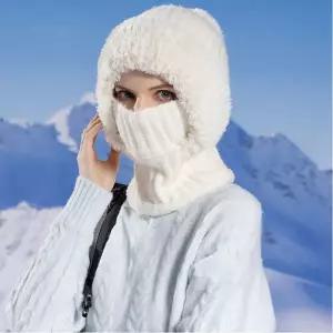 여자 3컬러 겨울 버블버블 방울융털 바라클라바 모자