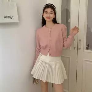 퍼프 숏 니트 이너 가디건 LL-O114 레이어드 크롭 캐주얼 데일리 소매