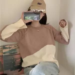 루즈핏 나그랑 배색 트임 니트 LL-T-129패션 겨울 데일리 라운드넥 데이트룩 니트티 여성 여자