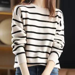 LN 스트라이프 라운드 니트 티 셔츠 겨울 여성 여자 줄무늬스웨터 가을패션 단가라셔츠 캐쥬얼 여름긴팔