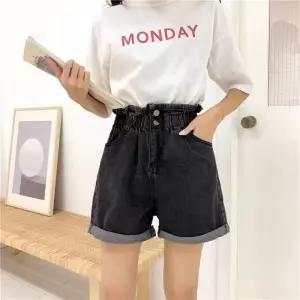 쿨핏 밴딩 롤업 하이웨스트 데님 쇼츠 JSC-d0147여름반바지 핫팬 숏팬 팬츠 청반 빈티지팬 밴반 여름팬