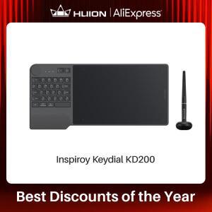Huion 키보드 포함 디지털 드로잉 태블릿 배터리 프리 펜 무선 그래픽 OSU 게임 키다이얼 KD200