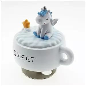 향앤미과학 도자기 회전 오르골 커피잔과 유니콘과 별예쁜뮤직박스 장식품 소품 인테리어 예쁜