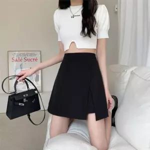 여성 허리 밴딩 미니 치마 바지 URK-352 블랙짧은 디자인 스커트 밴바지