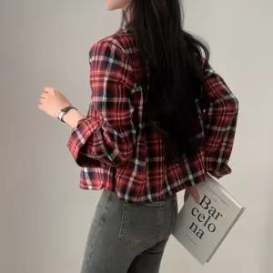 데일리 크롭 체크셔츠 여자 긴팔 플란넬 남방 간절기 루즈핏 가을 겨울 캐주얼 루즈 자켓 아우터 룩코디 레