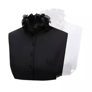 플리츠 레이스 하이넥 페이크 카라 패션 소품 캐주얼