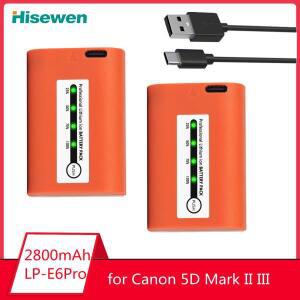 캐논 5D Mark II 7D 60D EOS R 카메라용 2800mAh LP-E6 LP E6 타입-C 충전식 배터리