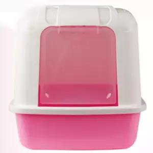 고양이 탈취 뚜껑 화장실 후드형 핑크 모래주걱포함