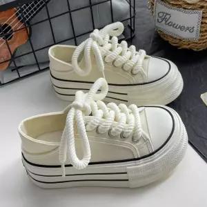 여성 캐주얼 캔버스화 통굽스니커즈 우동끈 뮬 블로퍼