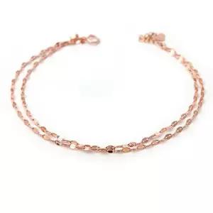 14K GOLD 로즈골드 여리여리 더블 체인 두줄 팔찌 fiE8+2URx