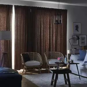 [이케아] 티바스트 반암막 커튼한쌍 다크레드 145x250cm