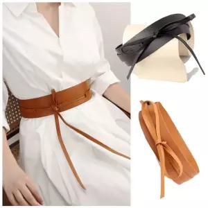 엘레강스 튜닉 소가죽 매듭 와이드 벨트핀벨트 버클 리얼 천연 여성용 패션 장식 스판 원피스 코트 심플 모