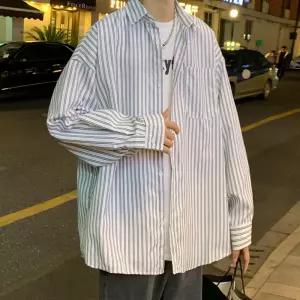 루즈핏레이어드셔츠 캐주얼 남여공용 오버남자남방 디자인 빅사이즈 스트라이프 커플 남성