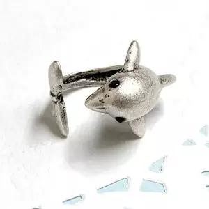 실버문 행운의 돌고래 반지 하트케이스