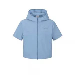 디스커버리 DISCOVERY EXPEDITION 여성 프레시벤트 경량 우븐 트레이닝 반팔 후드 자켓 (BLUE) DWTR96063-B