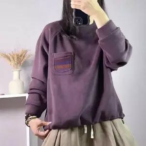 여친 겨울 트렌디 아이템 티 맨투맨 양면 오플리스 작은 포켓 배색 톱 HT4