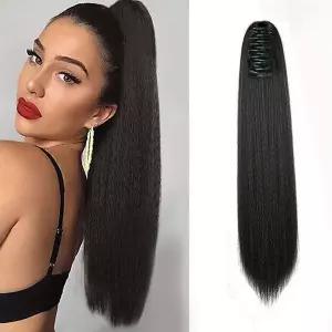 고급 롱 스트레이트 포니테일 가발 자연스러운 가발