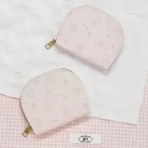 곰돌이 프린팅 반달형 아코디언 카드 명함 보관 지갑