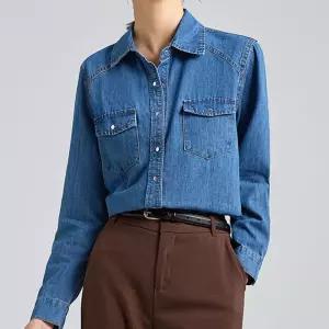 여성 클래식 진청 데님 자켓 봄 가을 셔츠 남방간절기 패션 의류