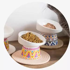 OH 인디언 반려동물 도자기 식기강아지 밥그릇 애견용 애완견 개밥 사료 강아지급