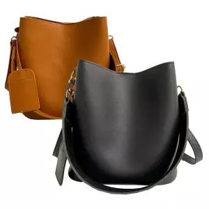 깔끔한 무지 디자인 파우치 포함 여성 심플 크로스백메신저 캐주얼 남성 천백 가방 데일리 가죽 공용 여자