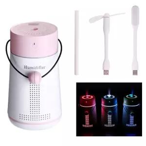 위플 무선 포시즌 3in1 무드등 가습기 핑크USB 습도조절기 사무실 학생 회사 사무용 침실 거실 저소음 개인