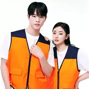 캡스록 T C 브이넥 조끼(CSR-918) 형광오렌지레저용 등산 체육대회 팀조끼 스포츠 베스트 운동 직장인필수