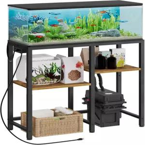 전원 콘센트가 있는 야티니 20-29 갤런 어항 스탠드 수족관 보관 정리함 거실용 헤비 듀티 테라리움 홈