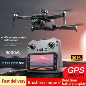 V168 PRO MAX GPS 드론 전문가용 8K 카메라 항공 FPV 브러시 장애물 회피 대형 스크린 리모컨 접이식