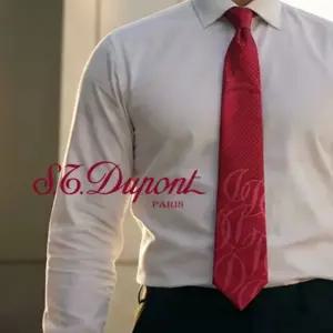 S.T. DUPONT 에스.티. 듀퐁 실크 핑크 로고 패턴 넥타이 8.7cm A+등급 E833