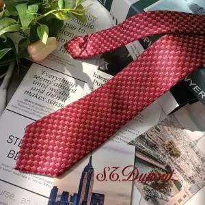 S.T. DUPONT 에스.티. 듀퐁 실크 레드 로고 패턴 넥타이 8cm A+등급 E824